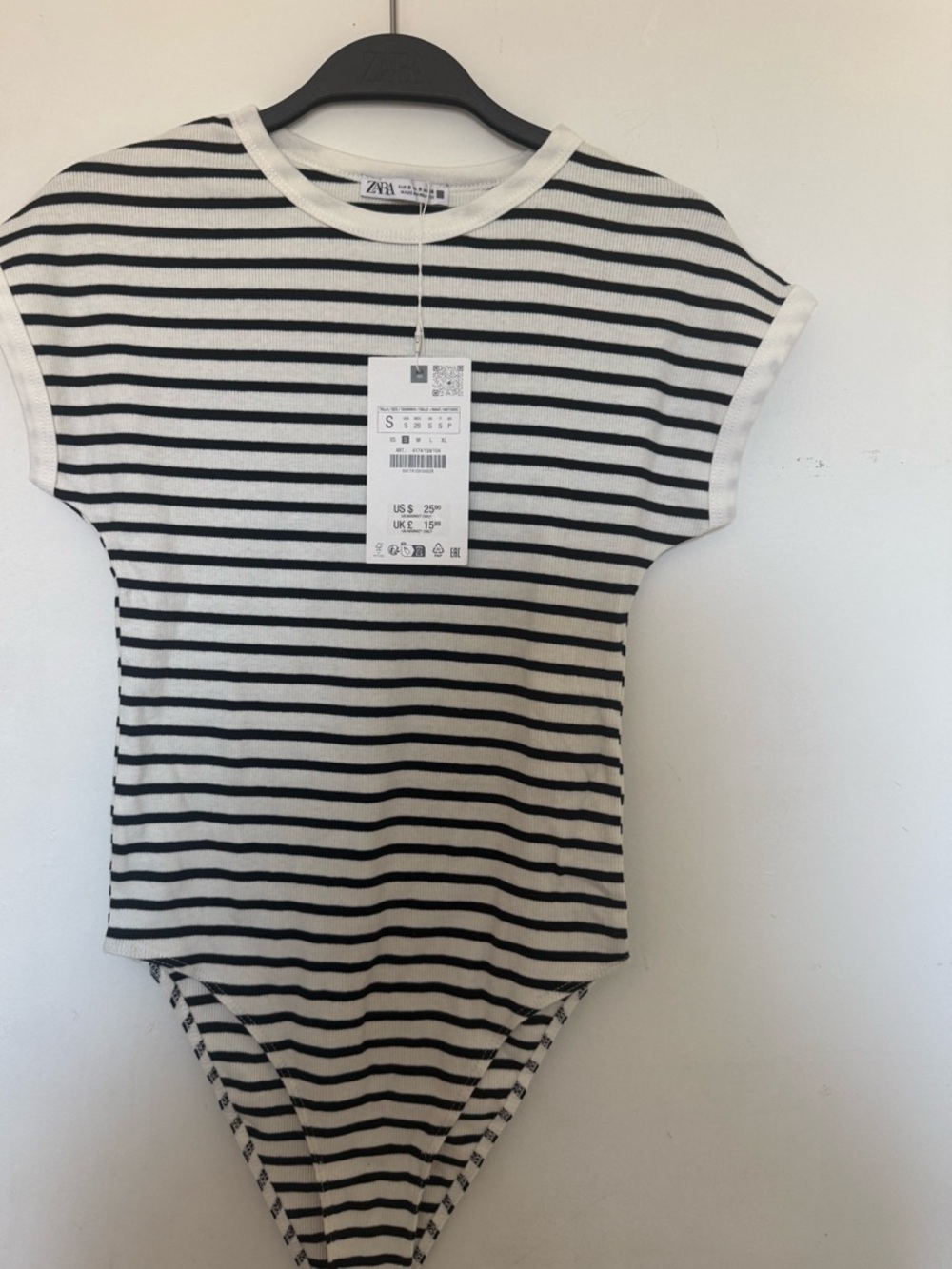 Zara Black & White Striped bodysuit size small NWT